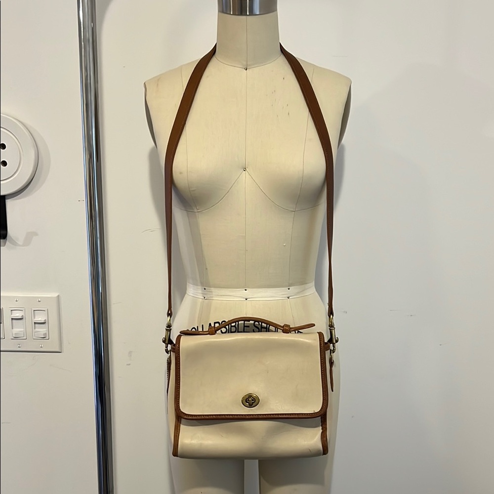 Coach Cream and Tan Crossbody Bag